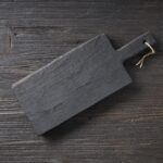 black wood cutting board